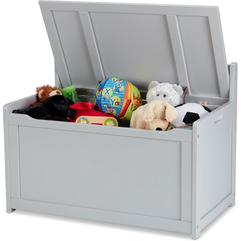Melissa & Doug Wooden Toy Chest – Gray Furniture for Playroom | Bigbigmart.com
