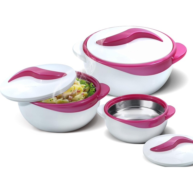 Pinnacle Serving Salad/ Soup Dish Bowl – Thermal Inulated Bowl with Lid – Great Bowl for Holiday, Dinner and Party ~ Set of 3 ~ Purple | Bigbigmart.com
