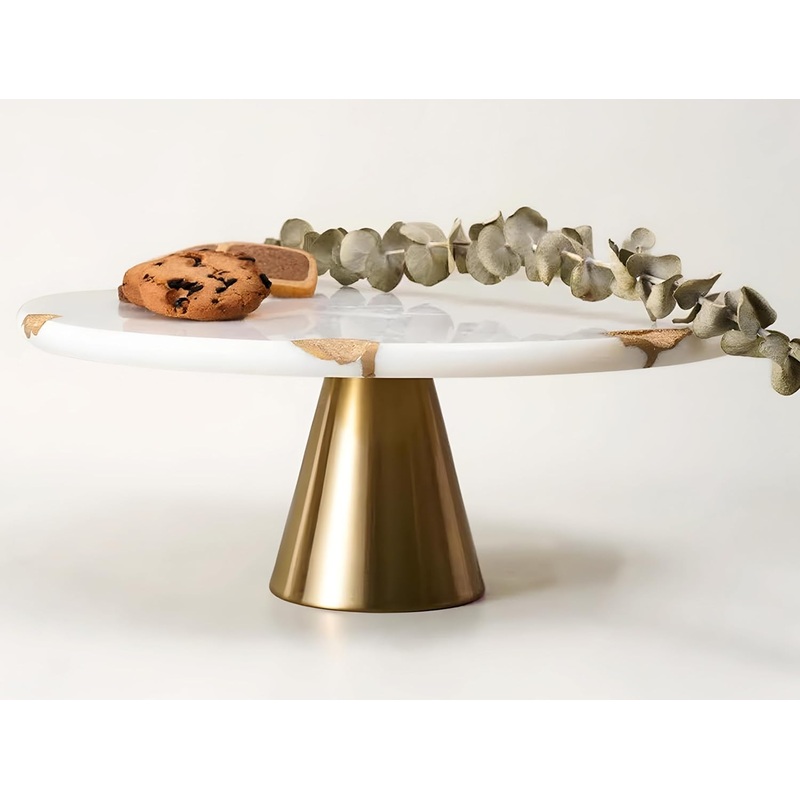 Real Marble Cake Stand by Balin Designs – White Marble 12 Round Cake Stand with Gold Stand – Smoothly Versatile Cake, Cupcake Stand – Ideal for Birthday Parties, Showers, Weddings Parties & Events | Bigbigmart.com