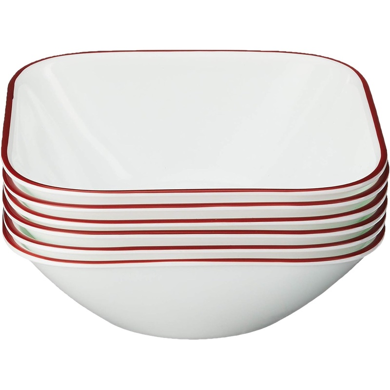 Corelle Vitrelle 6-Piece (22-Oz) Cereal Soup Bowls, Triple Layer Glass and Chip Resistant, Lightweight Square Dinnerware Bowl Set, Splendor | Bigbigmart.com