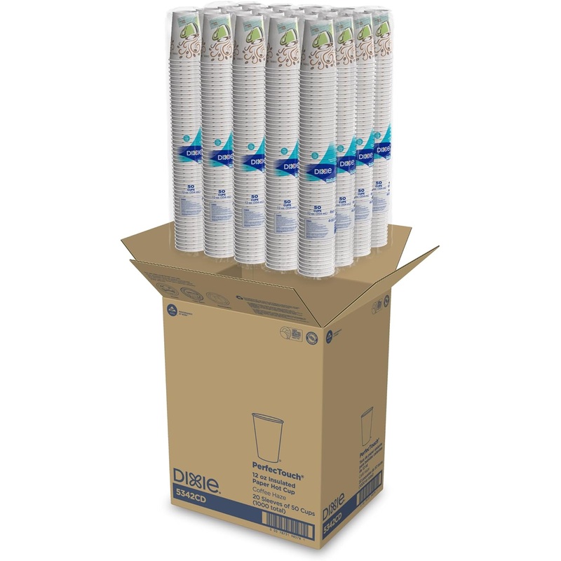 Dixie PerfecTouch 12oz Insulated Paper Hot Cup by GP PRO (Georgia-Pacific), Fits Large Lids, Coffee Haze, 5342CD, 1000 Count (50 Cups Per Pack, 20 Packs Per Case) | Bigbigmart.com