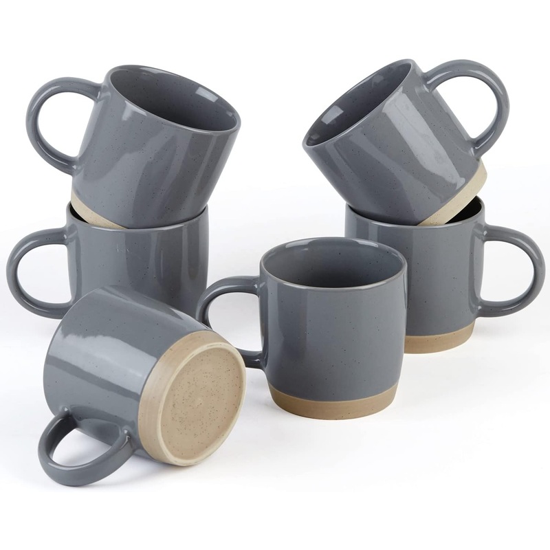 famiware Coffee Mugs for 6, 12 oz Mug Set, Dringking Cup with Handle for Coffee, Tea, Cocoa, Milk, Milkyway serise, Dark Gray | Bigbigmart.com