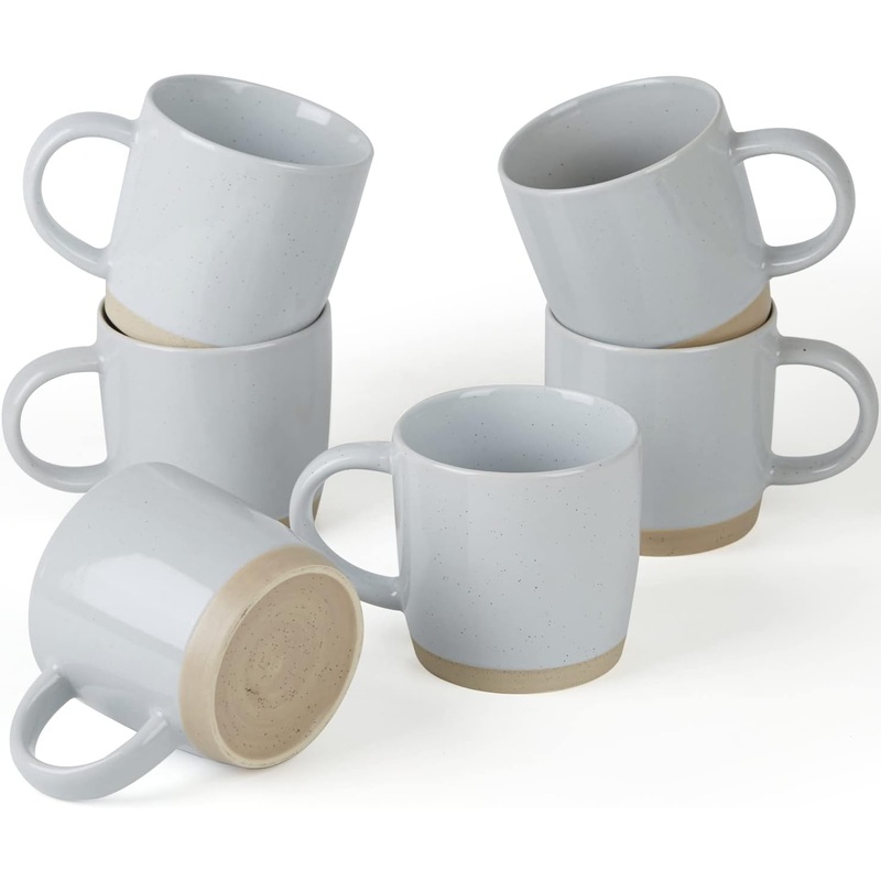 famiware Coffee Mugs for 6, 12 oz Mug Set, Dringking Cup with Handle for Coffee, Tea, Cocoa, Milk, Milkyway serise, Ligth Gray | Bigbigmart.com