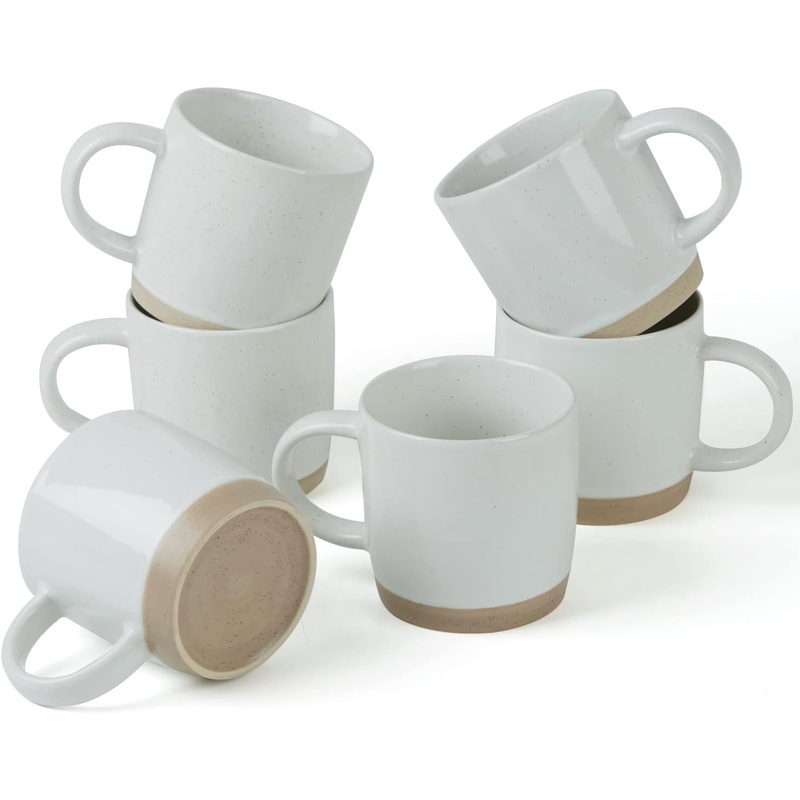 famiware Coffee Mugs for 6, 12 oz Mug Set, Dringking Cup with Handle for Coffee, Tea, Cocoa, Milk, Milkyway serise, White | Bigbigmart.com