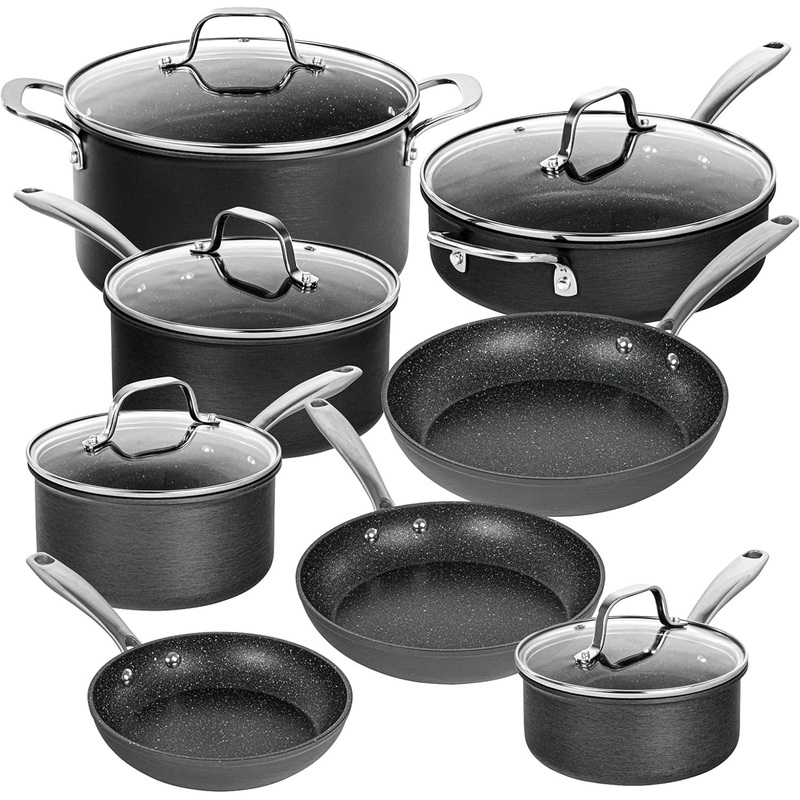 Granitestone 13 Pc Pots and Pans Set Non Stick Cookware Set, Kitchen Cookware Sets, Pot and Pan Set, Pot Set, Hard Anodized Non Stick Pots and Pans Set with Lids, Nonstick Cookware Set Dishwasher Safe | Bigbigmart.com