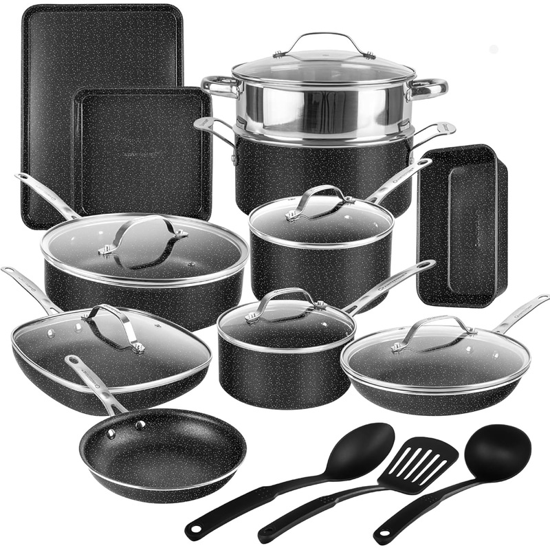 Granitestone 20 Pc Pots and Pans Set Non Stick Cookware Set, Kitchen Cookware Sets, Pot and Pan Set, Pot Set, Diamond Coated Non Stick Pots and Pans Set with Lids + Utensils, Dishwasher Safe | Bigbigmart.com