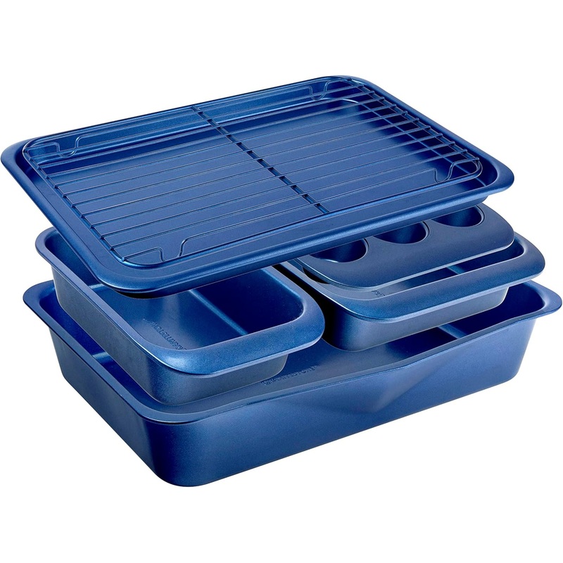 Granitestone Black 6 Pc Stackable Bakeware Set/Baking Pans Set Nonstick with Oven Pans + Baking Sheet Set and Wire Rack, Complete Baking Set for Kitchen, Oven/Dishwasher Safe, 100% Non Toxic | Bigbigmart.com