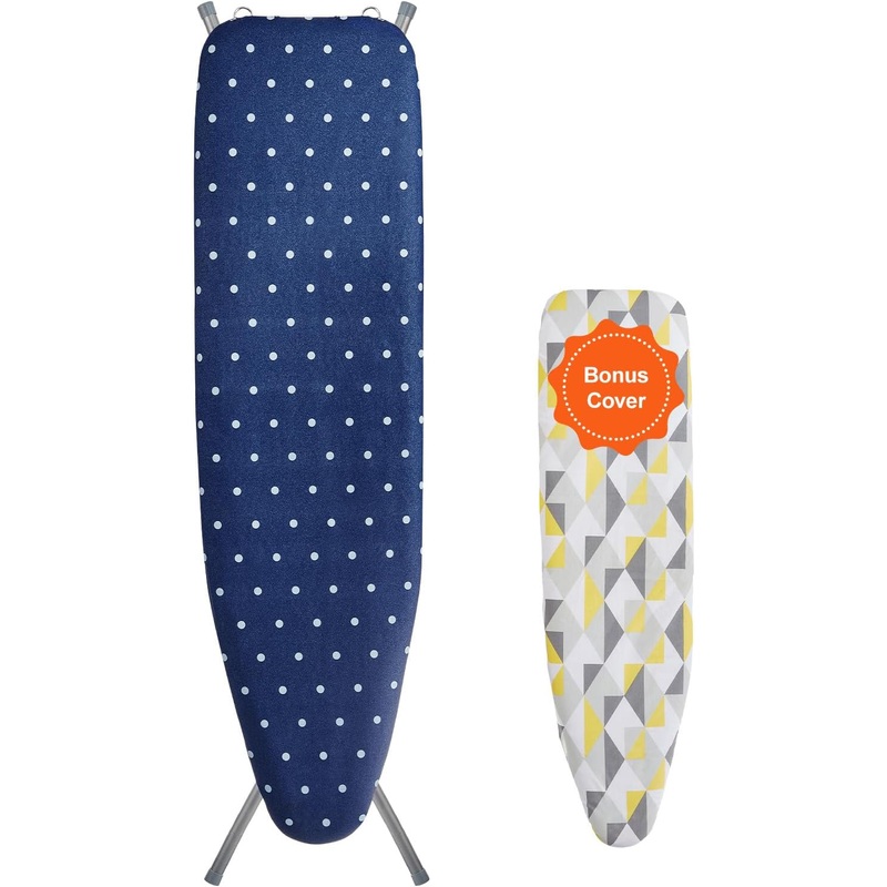 VEVOR Ironing Board with Bottom Storage Tray, Thickened 4 Layers Iron Board with Heat Resistant Cover and 100% Cotton Cover, 10 Adjustable Heights Ironing Board for Home Laundry Room Use (Size 55×15) | Bigbigmart.com