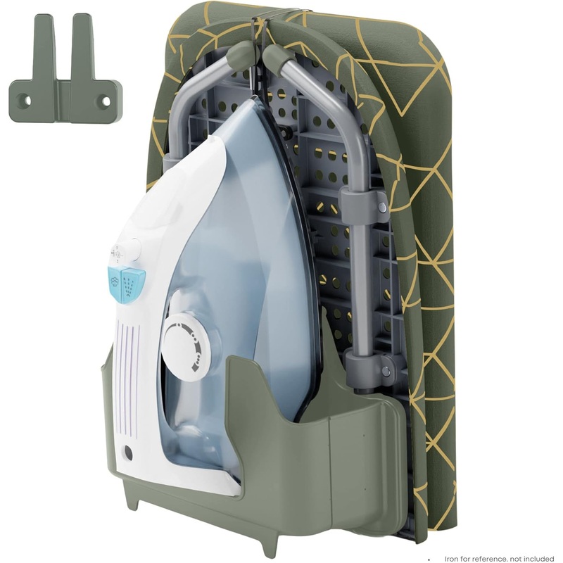 XABITAT Table Top Ironing Board W/Wall Mount | D-Crease | Portable Space Saving Mini Laundry Room Iron Board | Foldable Small Ironing Board with Iron Holder | Green | Bigbigmart.com