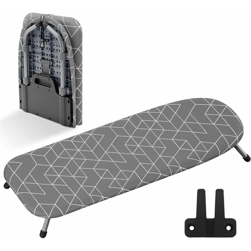 XABITAT Table Top Ironing Board with Wall Mount | D-Crease | Portable Space Saving Mini Laundry Room Iron Board | Foldable Small Ironing Board | Green | Bigbigmart.com