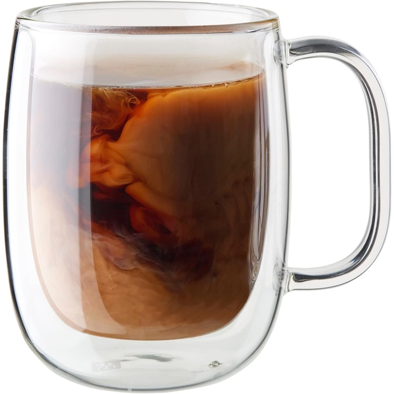 ZWILLING Sorrento Plus 8-pc Double-Wall Glass Coffee Mug Set, 12 fluid ounces, Clear | Bigbigmart.com