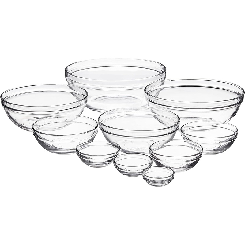 Anchor Hocking 10 Piece Mixing Bowl Set, Nesting Serving Bowls & Mixing Bowls (1 oz, 2 oz, 4 oz, 6 oz, 10 oz, 16 oz, 1 Qt, 1.5 Qt, 2.5 Qt, 3.5 Qt) | Bigbigmart.com