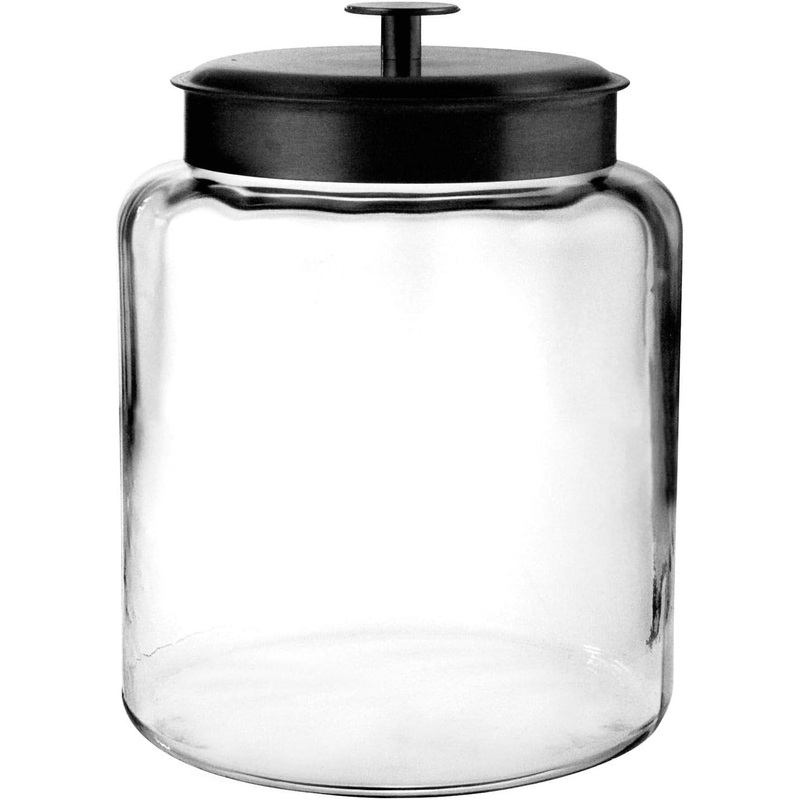 Anchor Hocking 2 Gallon Montana Glass Jar with Lid (2 piece, black metal, dishwasher safe) | Bigbigmart.com