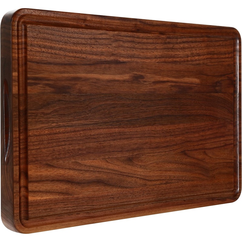 AZRHOM Large Walnut Wood Cutting Board for Kitchen 17×11 (Gift Box) with Juice Groove Handles Non-slip Mats Thick Reversible Butcher Block Chopping Board Cheese Charcuterie Board | Bigbigmart.com