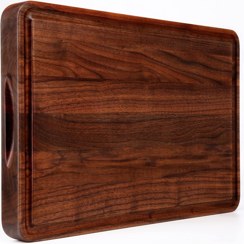 AZRHOM Large Walnut Wood Cutting Board for Kitchen 18×12 (Gift Box) with Juice Groove Handles Non-slip Mats Thick Reversible Butcher Block Chopping Board Cheese Charcuterie Boardrd | Bigbigmart.com