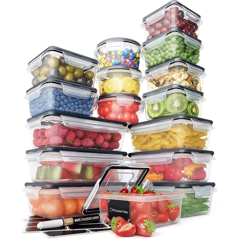 Chef’s Path 32 Piece Plastic Food Storage Containers with Lids (16 Lids + 16 Containers), Airtight Plastic Containers for Pantry & Kitchen Organization – Kitchen Storage Containers – Food Containers | Bigbigmart.com