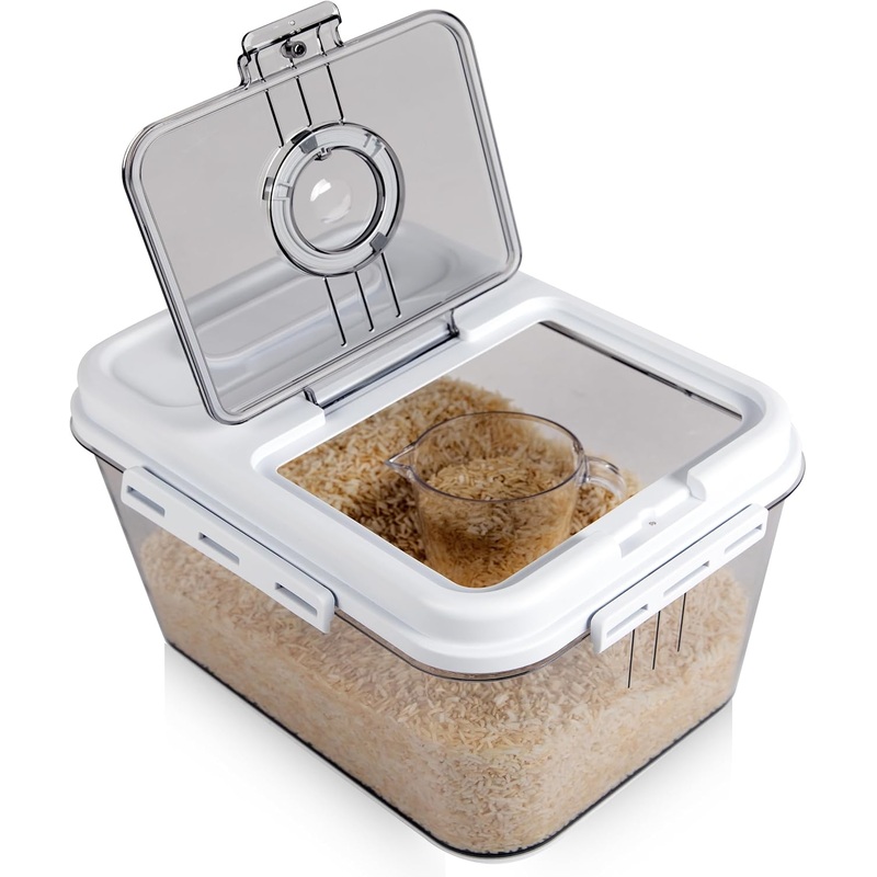 Chef’s Path Airtight Rice Storage Container (8 Liters) For Pantry Storage and Organization, BPA Free Plastic, With Measuring Cup – For Rice, Flour, Sugar, Baking Supplies | Bigbigmart.com