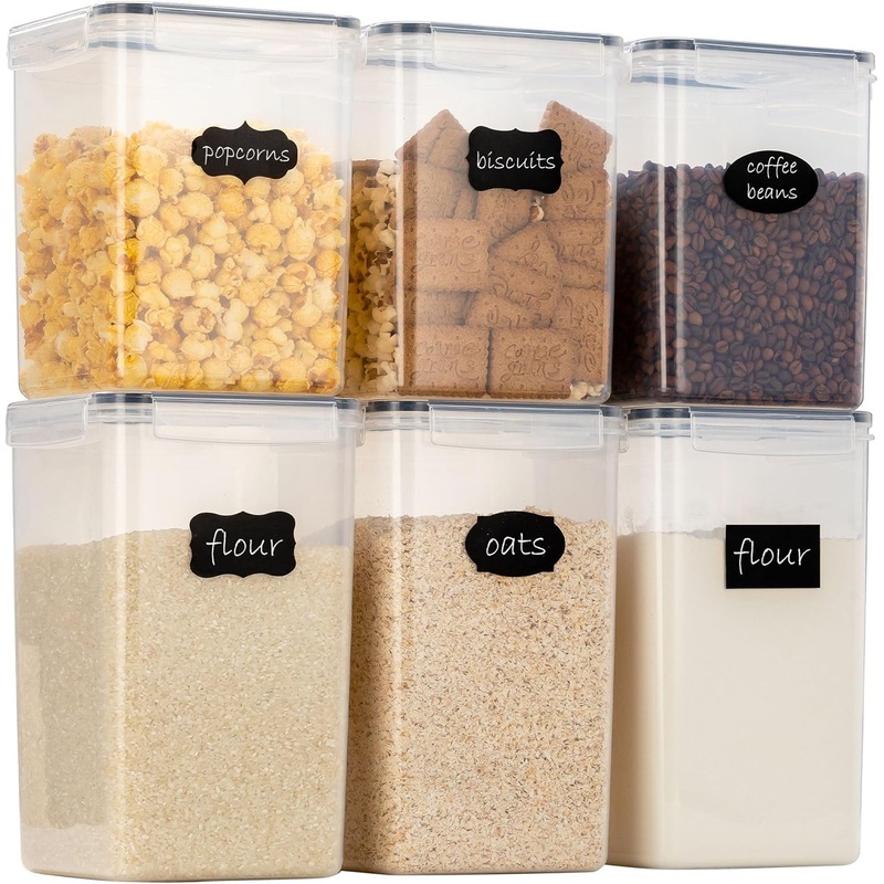 Chef’s Path Large Airtight Food Storage Containers – Pack of 6 (3pcs of 6.5L + 3pcs of 5.2L) BPA Free Plastic Cereal Storage Containers, Kitchen & Pantry Organization for Sugar, Flour, Baking Supplies | Bigbigmart.com