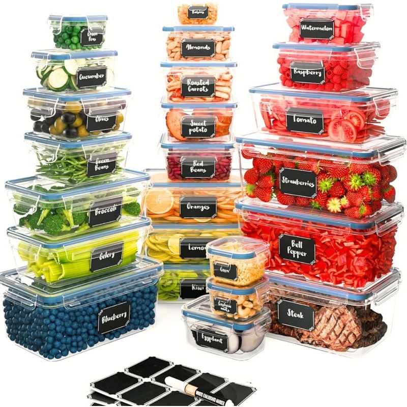 Chefs Path 48 Piece BPA-Free Plastic Food Storage Container Set with 24 Containers and 24 Lids for Kitchen Pantry Organization and Meal Prep | Bigbigmart.com