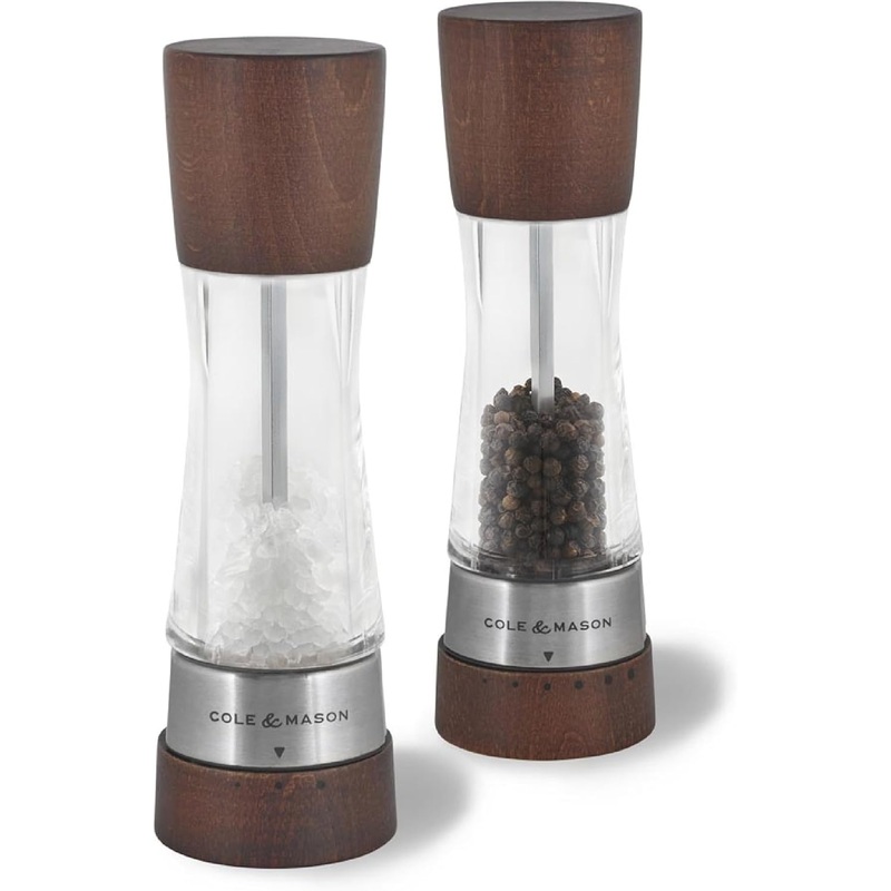 Cole & Mason Derwent Salt & Pepper Mill Gift Set – Salt and Pepper Grinders – Refillable Seasoning and Spice Tools – Adjustable Salt and Peppercorn Grinder Settings – Forest Wood | Bigbigmart.com