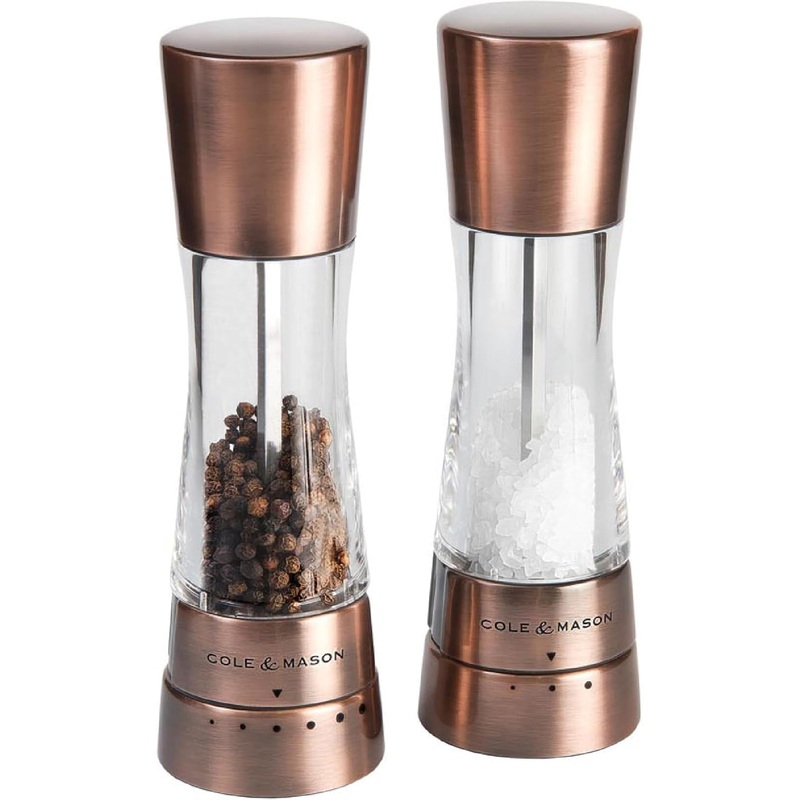 Cole & Mason Derwent Salt & Pepper Mill Gift Set – Salt & Pepper Shaker & Grinder with Adjustable Coarseness – Gourmet Precision Mill Set – Stainless Steel & Acrylic Grinders – Copper | Bigbigmart.com