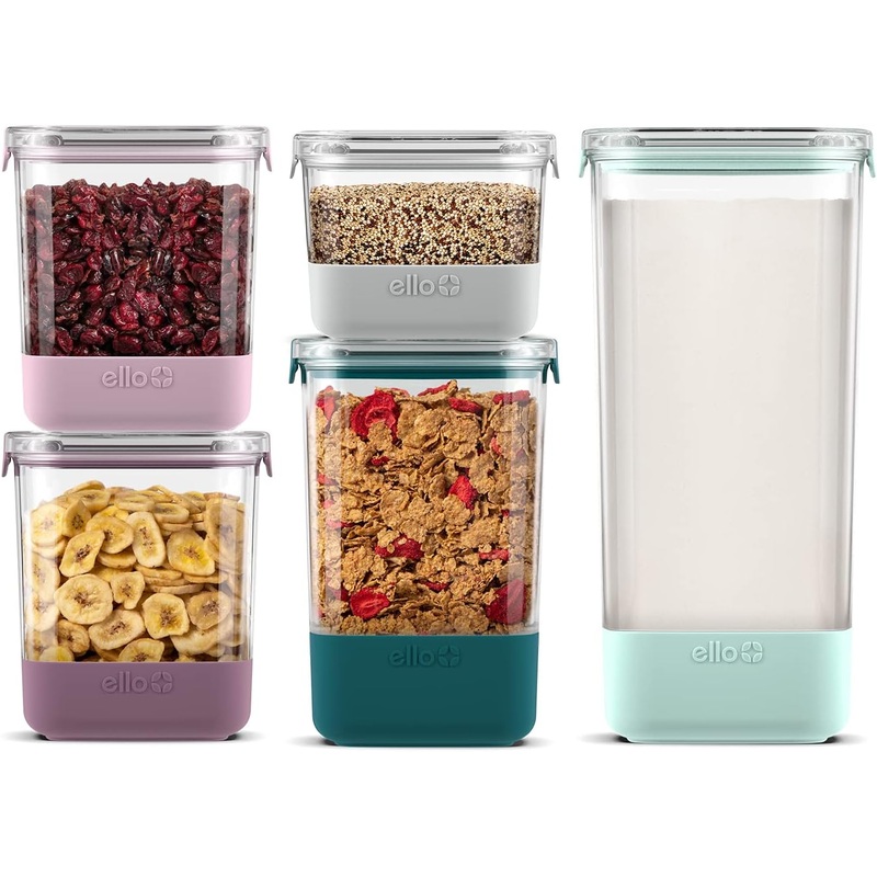 Ello Airtight Food Storage Plastic Canisters with Non-Slip Base Locking Lids and Labels | Bigbigmart.com