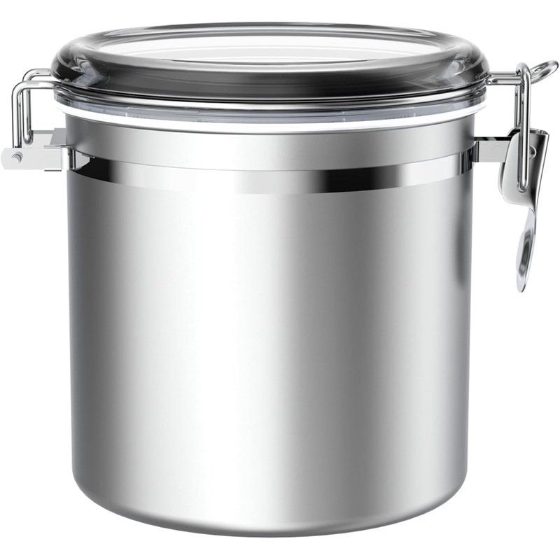 ENLOY 165oz Stainless Steel Airtight Canister for Kitchen, Large Flour Coffee Bean Tea Cereal Sugar Cookie Metal Food Storage Canisters with Clear Lid and Sturdy Locking Clamp | Bigbigmart.com