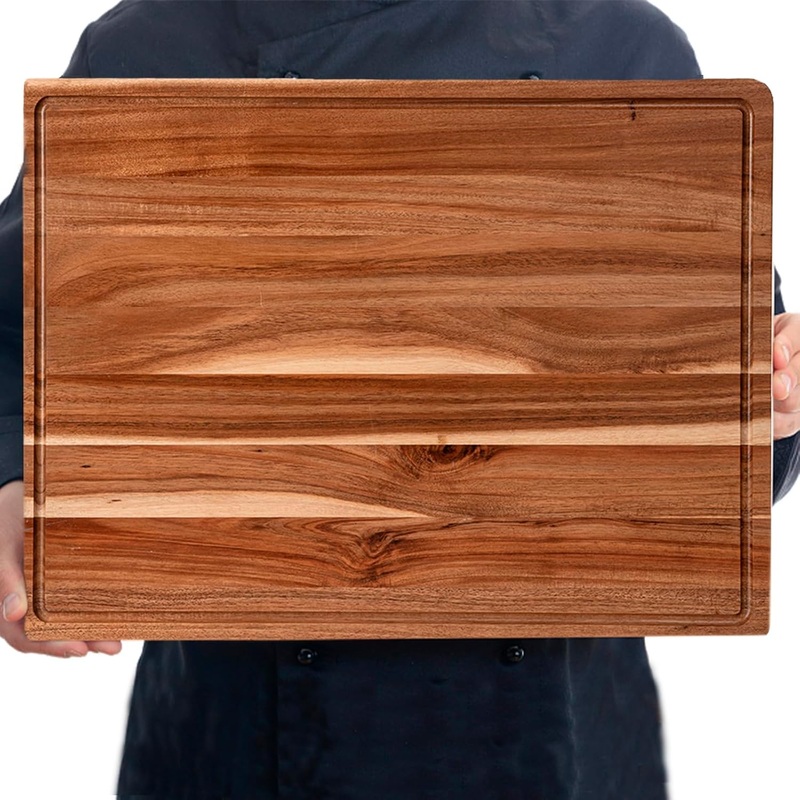 Extra Large Acacia Wood Cutting Board for Kitchen, 24 x 18 Inch Large Butcher Block Chopping Board with Juice Groove, Thick Wood Cutting Boards Carving Board for Turkey Meat Vegetables BBQ | Bigbigmart.com