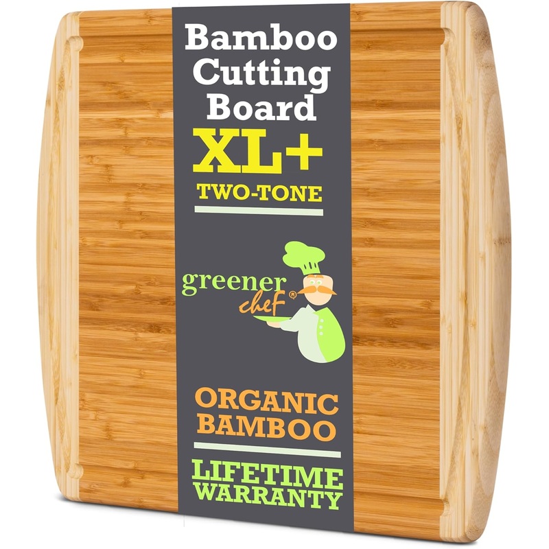 GREENER CHEF 20 Inch XL+ Extra Large Bamboo Cutting Boards for Kitchen, Stove Top Butcher Block, Extra Large Wooden Carving Board for Meat, Veggies, Charcuterie Board with Deep Juice Grooves | Bigbigmart.com