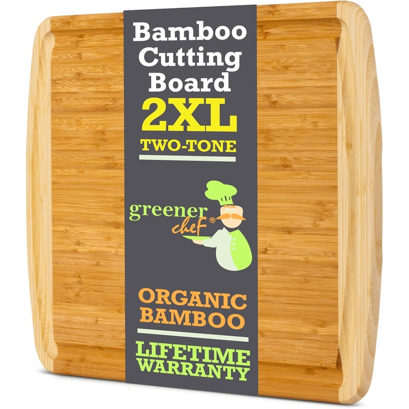 GREENER CHEF 24 Inch 2XL Extra Large Bamboo Cutting Boards for Kitchen, Stove Top Butcher Block, Extra Large Wooden Carving Board for Meat, Veggies, Charcuterie Board with Deep Juice Grooves | Bigbigmart.com