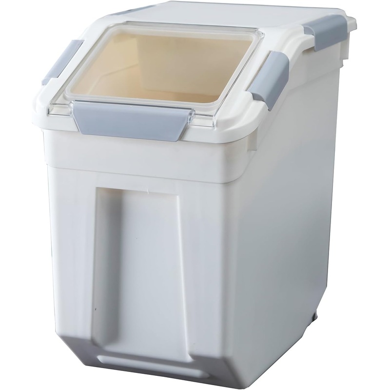HANAMYA 25 Liter / 40 lbs Rice Storage Container with Measuring Cup, BPA free, For Rice | Grain | Pet Food | Flour, 1 count, White | Bigbigmart.com