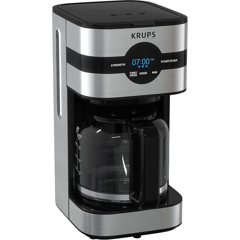 KRUPS Newer Model Drip Coffee Maker, 10-Cup, Black & Stainless Steel | Bigbigmart.com