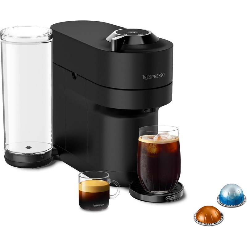 Nespresso Limited-Edition Vertuo Pop+ Coffee and Espresso Maker by De’Longhi, Black Matte Chrome | Bigbigmart.com