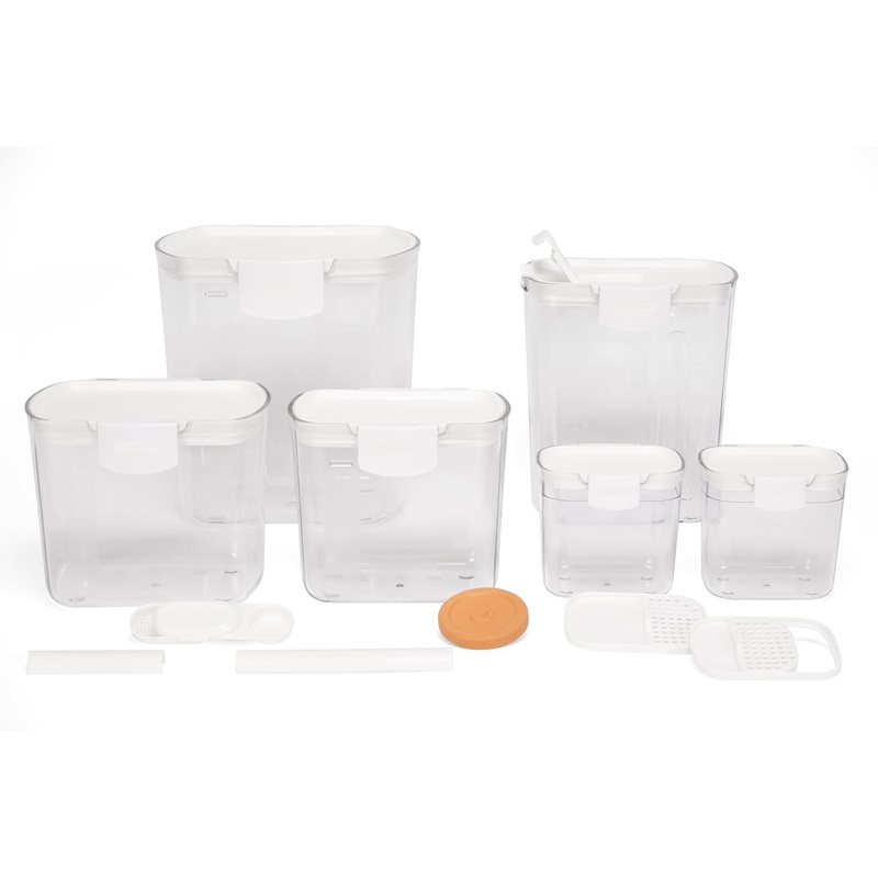 Progressive ProKeeper Baker’s Airtight Kitchen Storage Canister Container Set for Flour, Sugar & More, Keeps Ingredients Fresh, with Accessories (Black, 6- Piece) | Bigbigmart.com