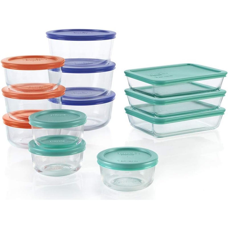 Pyrex Simply Store 12-Pack Mixed Sized Glass Food Storage Set, Round & Rectangular Containers With Lids, BPA-Free, Dishwasher & Microwave Safe | Bigbigmart.com