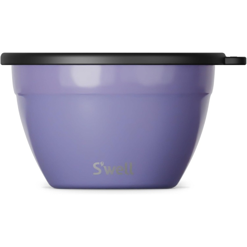 S’well Stainless Steel Salad Bowl Kit 64oz, Hillside Lavender, Comes with 2oz Mini Canister and Removable Tray for Organization, Leakproof, Easy to Clean, Dishwasher Safe | Bigbigmart.com