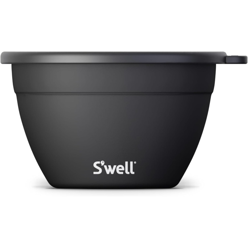S’well Stainless Steel Salad Bowl Kit – 64oz, Onyx – Comes with 2oz Condiment Container and Removable Tray for Organization – Leak-Proof, Easy to Clean, Dishwasher Safe | Bigbigmart.com
