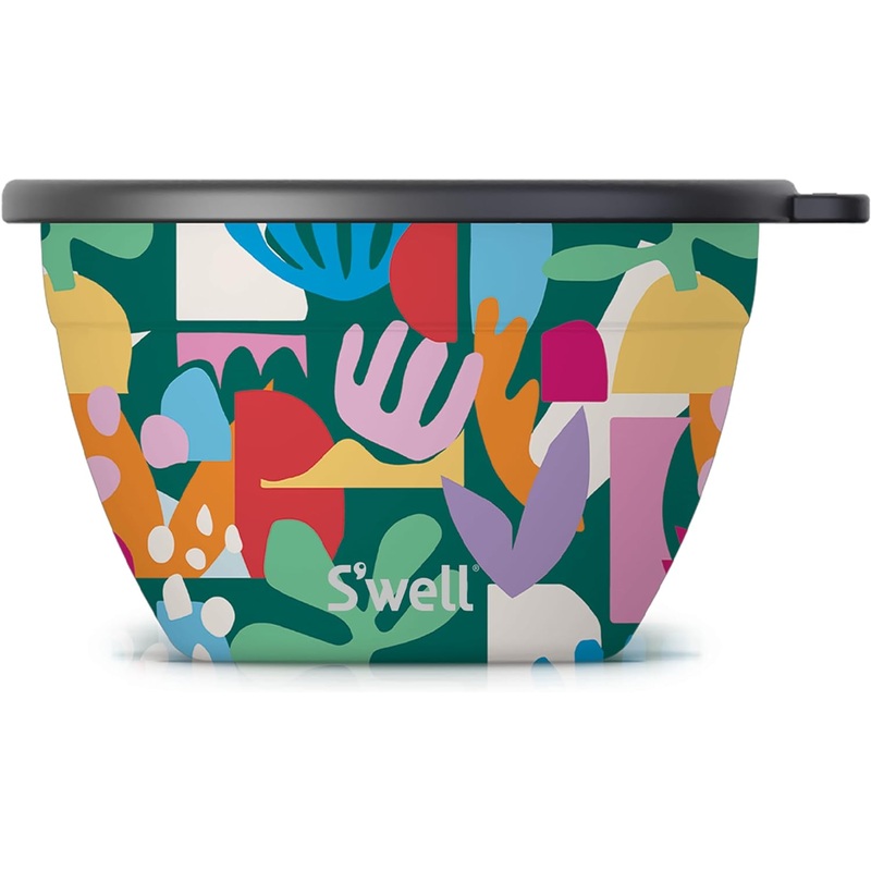S’well Stainless Steel Salad Bowl Kit 64oz, Paper Cutouts, Comes with 2oz Mini Canister and Removable Tray for Organization, Leakproof, Easy to Clean, Dishwasher Safe | Bigbigmart.com