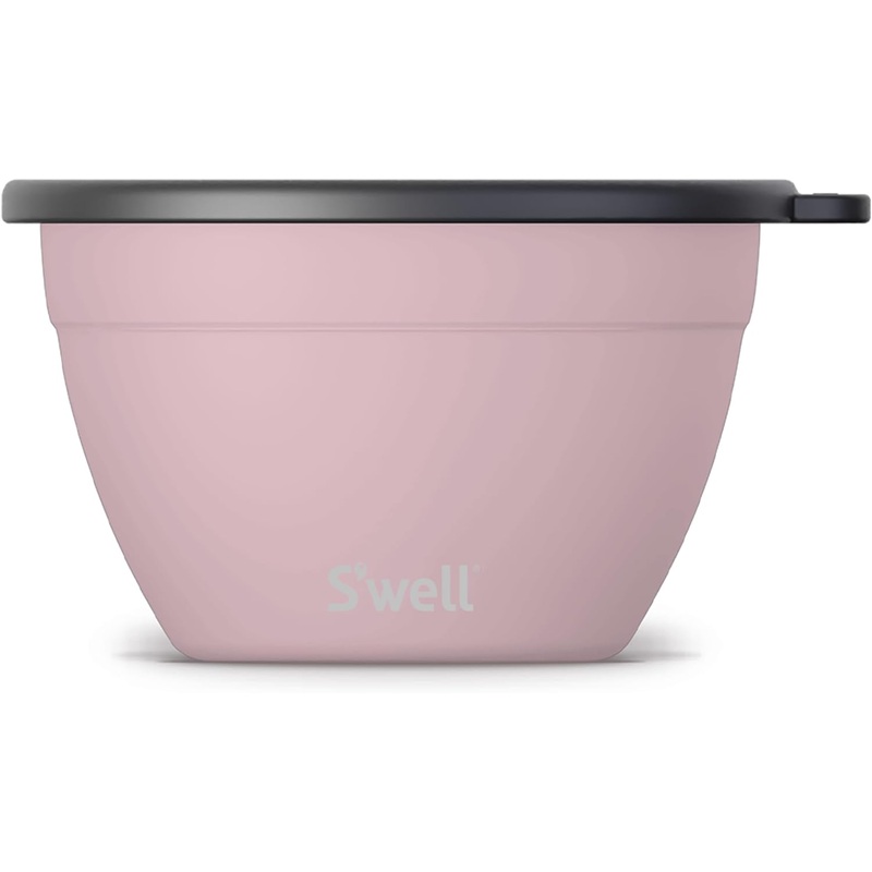 S’well Stainless Steel Salad Bowl Kit 64oz, Pink Topaz, Comes with 2oz Mini Canister and Removable Tray for Organization, Leakproof, Easy to Clean, Dishwasher Safe | Bigbigmart.com