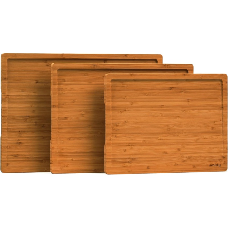 SMIRLY Wooden Cutting Boards For Kitchen – Bamboo Cutting Board Set, Wood Cutting Board Set, Cutting Board Wood, Wooden Chopping Board, Wooden Cutting Board Set | Bigbigmart.com