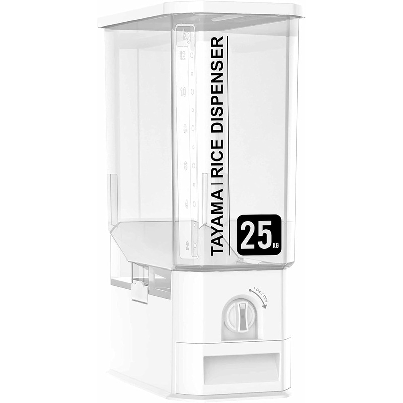 TAYAMA 55 lbs. Capacity Rice Dispenser Grain Storage Container,White | Bigbigmart.com