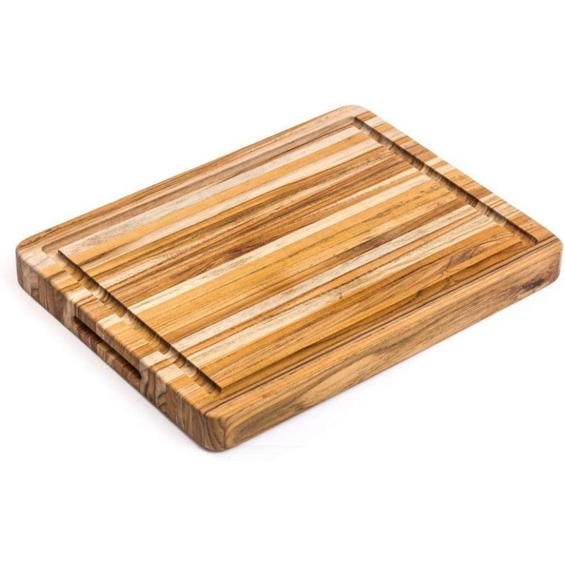 Teakhaus Carving Board – Medium (M) Wood Cutting Board with Juice Groove and Grip Handles – Reversible Teak Edge Grain Wood – Knife Friendly – FSC Certified | Bigbigmart.com