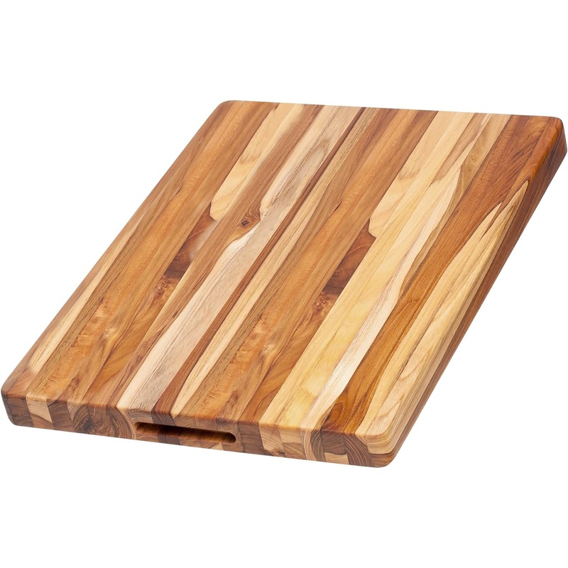Teakhaus Cutting Board – Large (L) Wood Cutting Board with Grip Handles – Reversible Teak Edge Grain Wood – Knife Friendly – FSC Certified | Bigbigmart.com