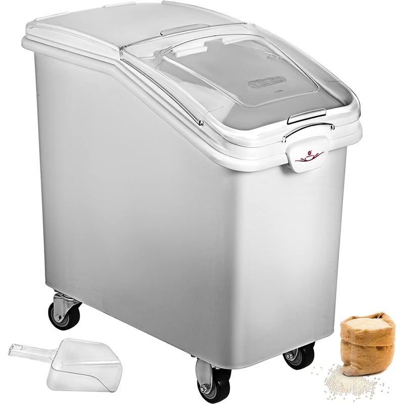 VEVOR 21 Gallon Ingredient Bin with Scoop 400 Cup Ingredient Bin with Sliding Lid Commercial Food Storage for Kitchen | Bigbigmart.com