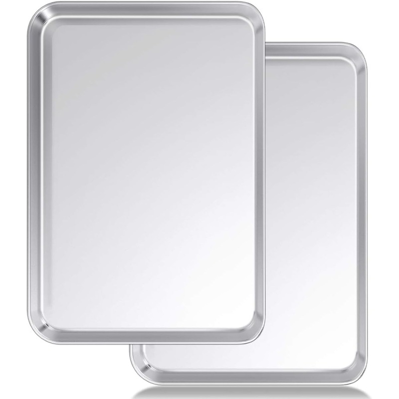 Baking Sheet Set of 2, Wildone Stainless Steel Baking Tray Cookie Pan, Size 20 x 14 x 1 Inch, Non Toxic & Heavy Duty & Easy Clean | Bigbigmart.com
