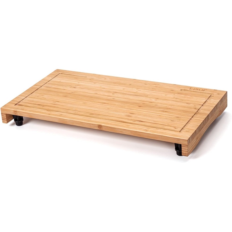 Bamboo Stovetop Cover&Countertop Cutting Board with Adjustable Legs, Dual-purpose Chopping Board for Electric Stove Burner, Workspace Block Cover for RV Camping Camper Gas Cook Top Cover | Bigbigmart.com