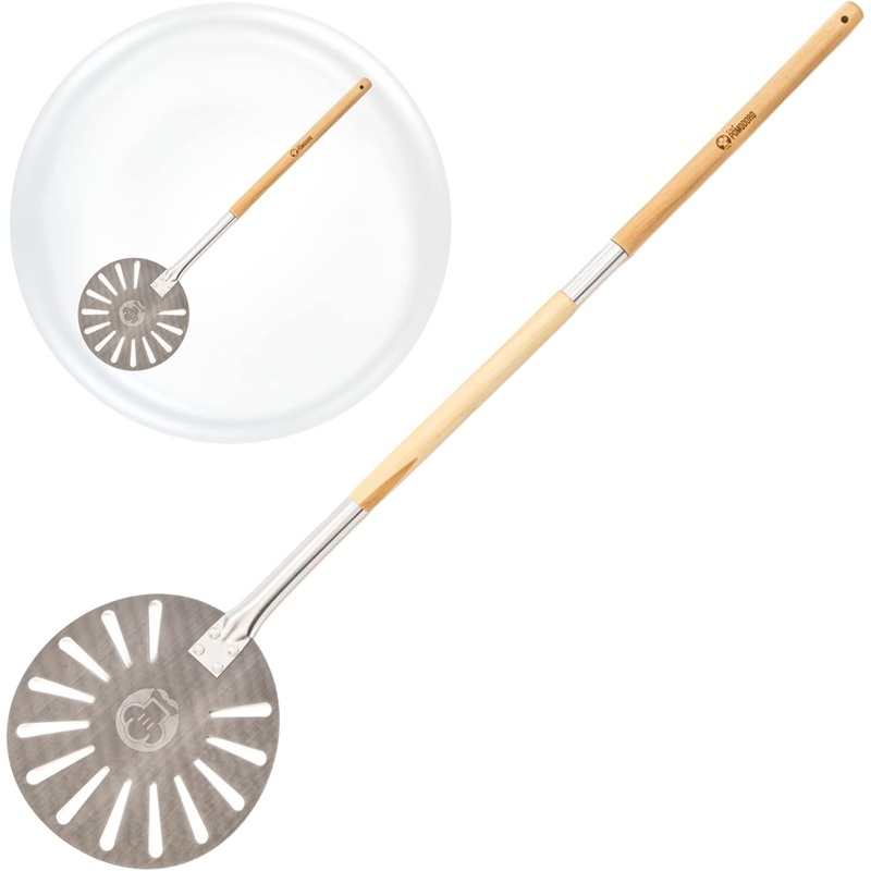 Chef Pomodoro Aluminum Turning Pizza Peel with Detachable Wood Handle for Easy Storage, Pizza Turner, Pizza Turning Peel, Luxury Pizza Paddle for Baking Homemade Pizza Bread (9-Inch) | Bigbigmart.com
