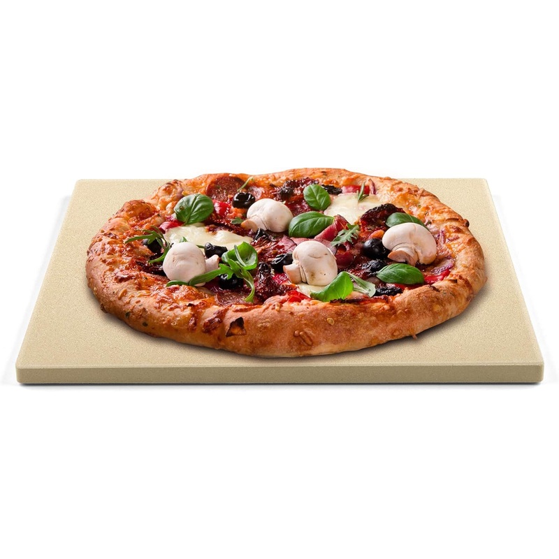 Cook N Home Pizza Grilling Baking Stone with Scraper, 16-Inch x 14-Inch Rectangular Heavy Duty Cordierite Bread Stone for Oven and Grill, Thermal Shock Resistant Ideal for Baking Crisp Crust Pizza | Bigbigmart.com