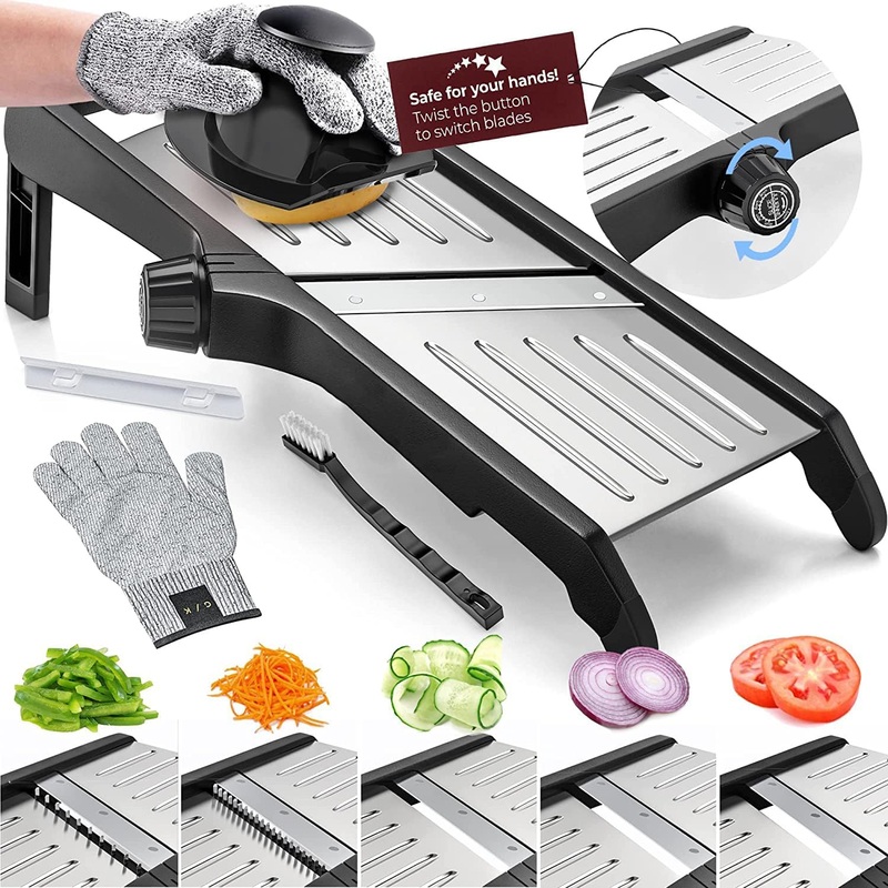 Gramercy Food Slicer With Cut-Resistant Gloves – Mandoline for Vegetables, Potatoes, Cucumbers | Bigbigmart.com