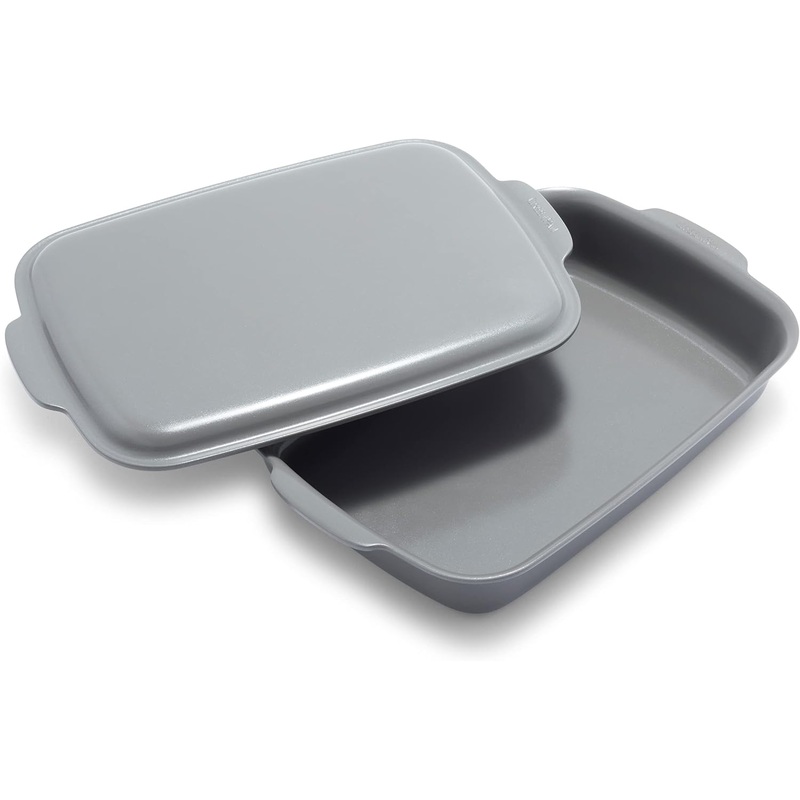 GreenPan Premiere Ovenware Healthy Ceramic Nonstick 13 x 9 Rectangular Baking Pan with Lid, Cast Aluminum Bakeware, Warp-Free, Oven and Broiler safe to 600F, Dishwasher Safe, PFAS-Free, Gray | Bigbigmart.com